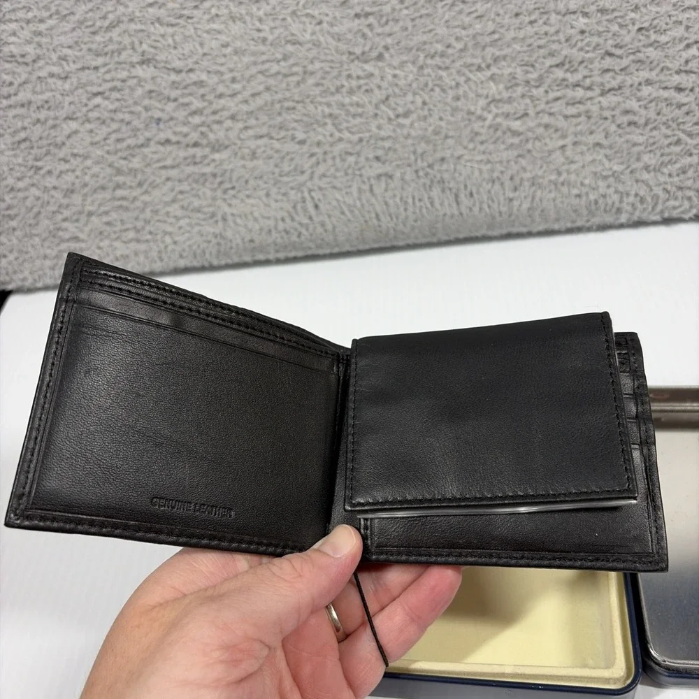 Croft Barrow Genuine Leather Wallet Black Mens Passcase Billfold - NEW